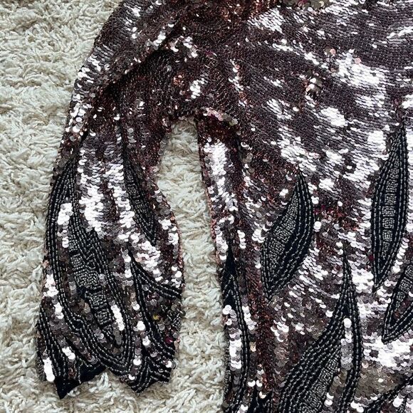 GORGEOUS 80's PINK Oleg Cassini Beaded and Sequin Top. Small 100% Silk Beautiful - Picture 3 of 16
